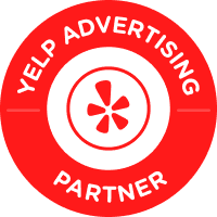 Yelp Advertising Partner badge displayed by Rize SMB, a Simi Valley agency, demonstrating expertise in